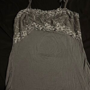 Felina Charcoal Gray Top with Lace Detail
